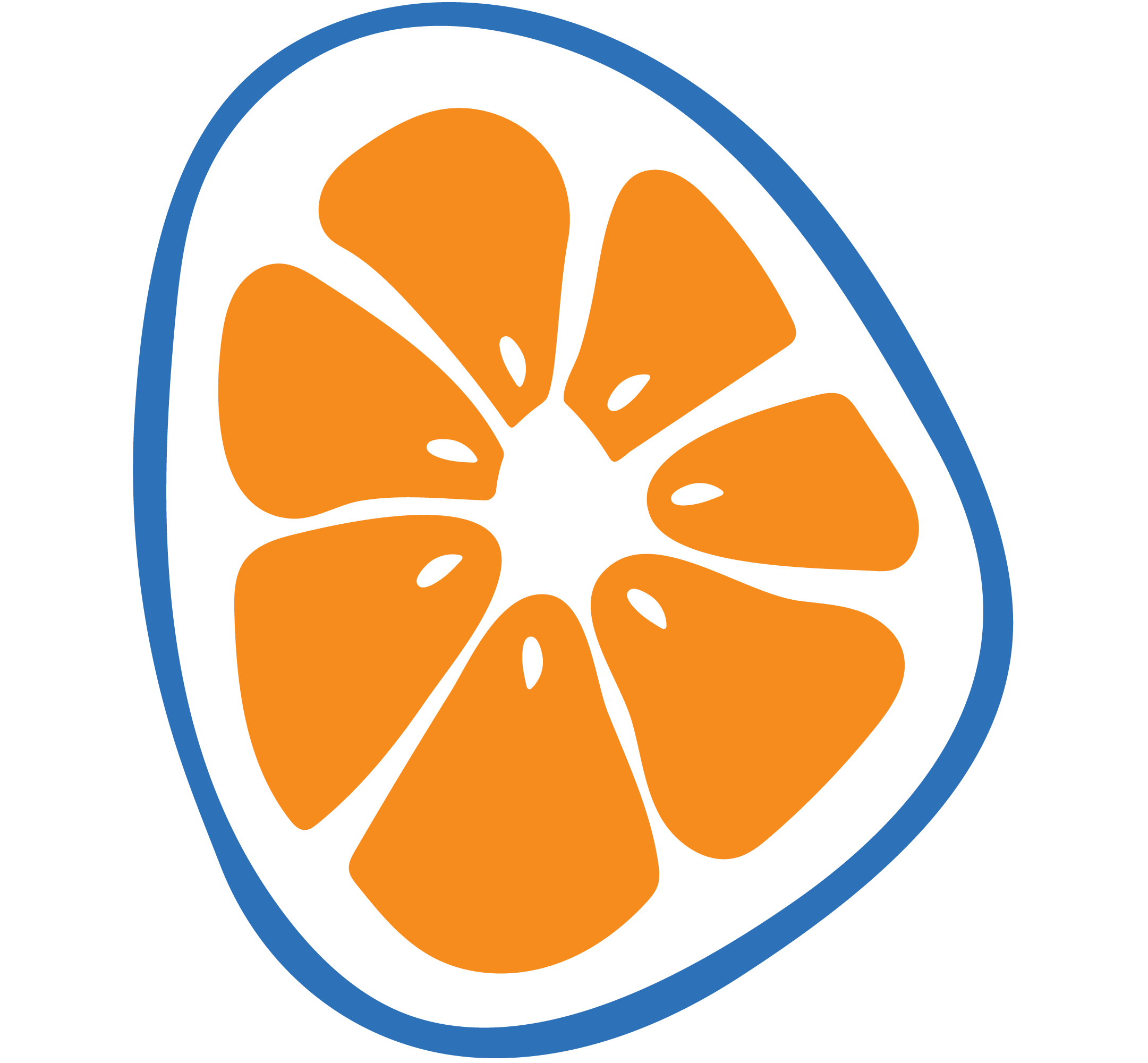 A blue and orange fruit icon on a transparent background.
