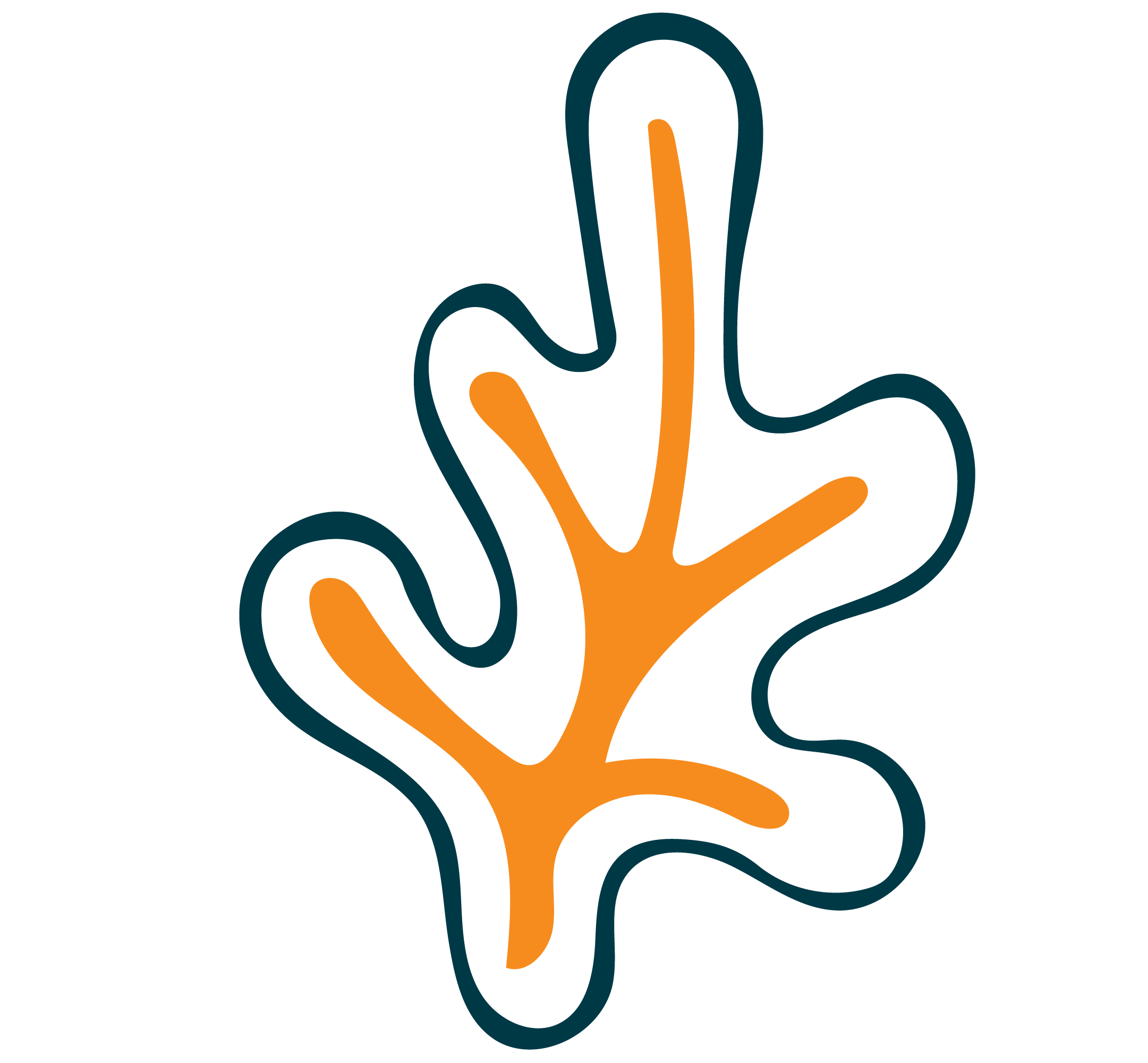 A blue and orange sea weed icon on a transparent background.